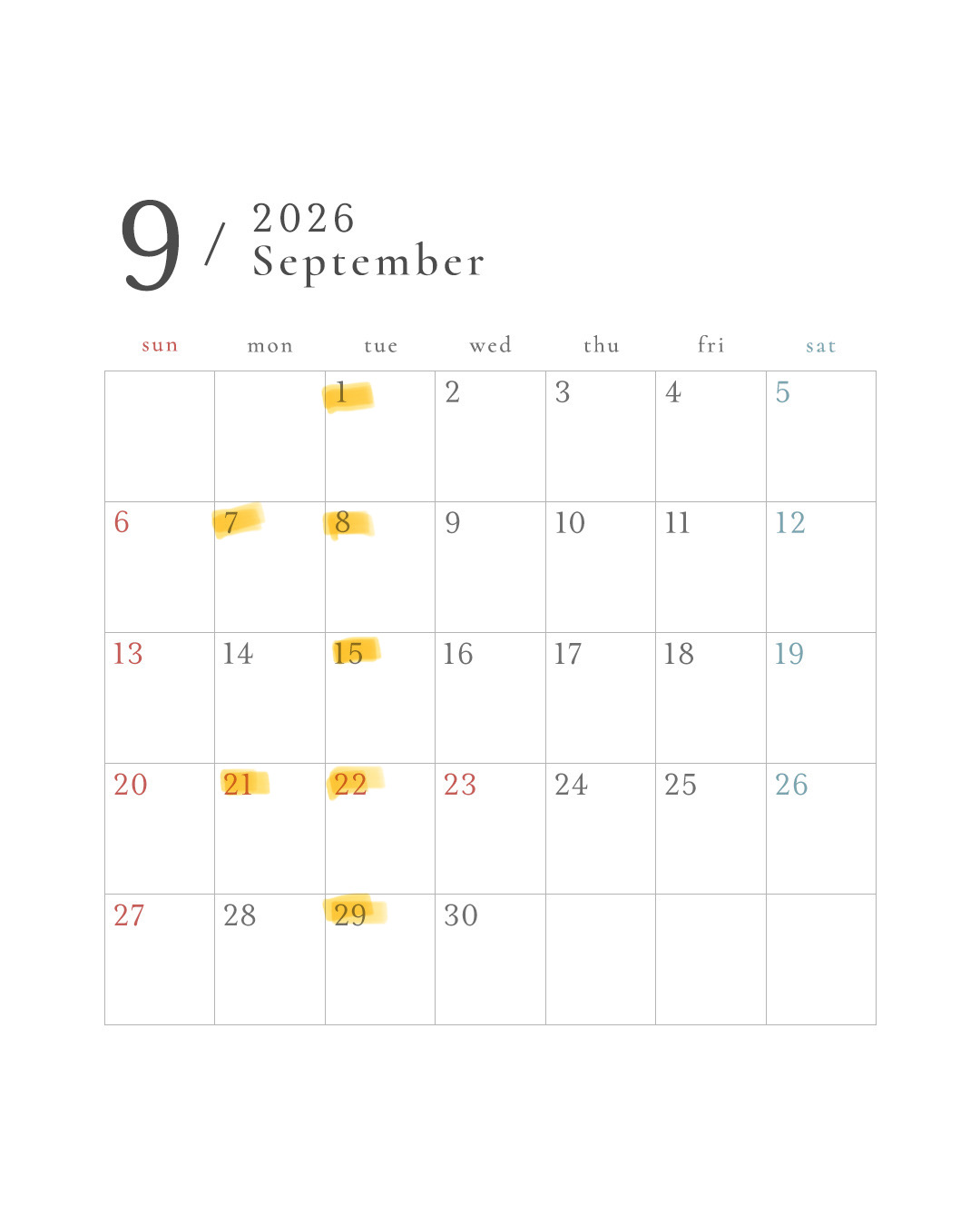 ■9月定休日のお知らせ■