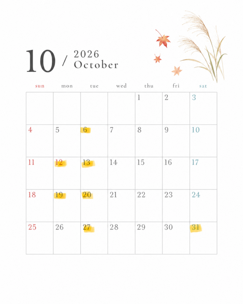 「10月定休日のお知らせ｜湘南台の美容室 hamonis hair」